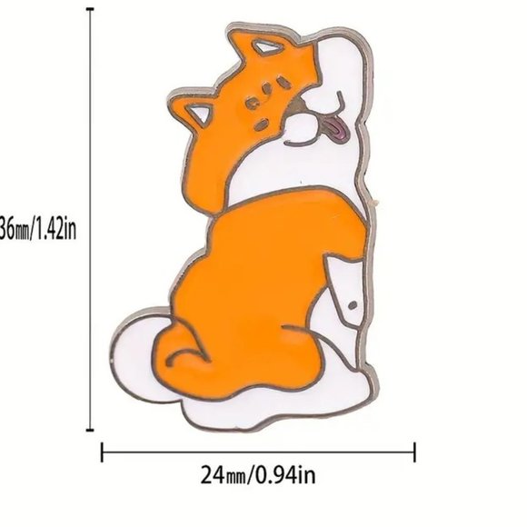 Dog Pin Shiba Inu Poser Enamel Butt Brooch Funny Bag Charm Backpack Puppy NEW - Picture 2 of 2